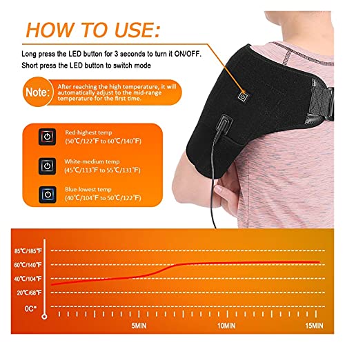 Jsmhh Pendientes de calor de hombro - Almohadilla de calentamiento eléctrica ajustable con terapia caliente y fría para el manguito rotador dislocado C.A. Esguince articular Labrum Tear Hombro Dolor