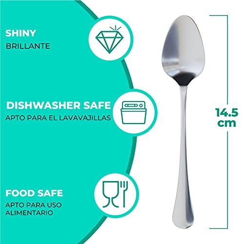 Juego de 12 Cucharitas de Café de Acero Inoxidable - No se Doblan - Aptas para Lavavajillas - Cucharilla de Postre