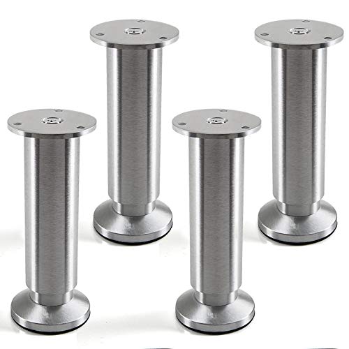 Juego de 4 x SO-TECH® Patas de Mueble ALPHA Alto ajustable Aluminio cepillado Capacidad de Carga hasta 250 kg Alto: 150 mm