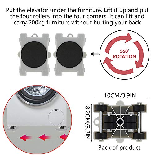 Juego de 8 Piezas de Mover Herramientas Transportador de Muebles con Ruedas Capacidad de Carga de 200 kg Herramienta de Elevación de Muebles Pesados