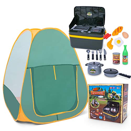 Juego de Carpa para Acampar para Niños JoyKip - Juego de Campamento con Luces y Sonidos Incluye Parrilla y Marcha para niños de 3 años en adelante.