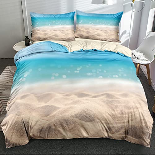 Juego de Funda nórdica Juego de Cama con Estampado 3D con Cierre de Cremallera para niños, niños, Adolescentes, Funda de edredón de Suave Piedras Junto al mar-2-Los 240X260CM