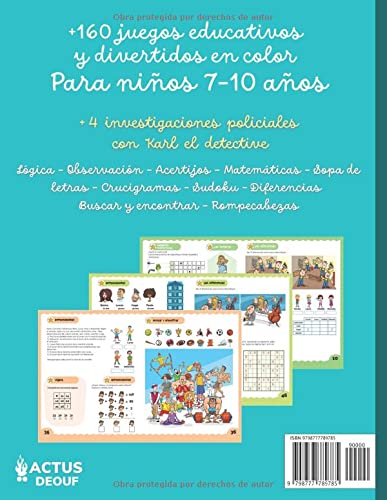 Juegos pasatiempos lógica y enigmas volumen 2: Para niños de 7 a 10 años - . Más de 160 juegos educativos y divertidos en color.