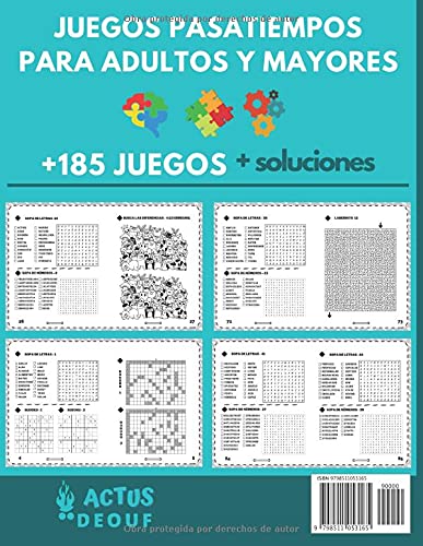 Juegos Pasatiempos para Adultos y Mayores: Libro de actividades para ancianos - Sopa de letras - Sudoku - Sopa de Números - Laberintos - Kakuro - Busca las diferencias