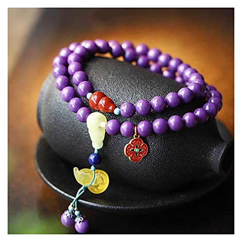 JUSTCHUN Joyas de Pulseras Púrpura Yunmei Bad Beads Dos círculo Femenino Cera joyería Pulsera Simple Moda DAF Pulsera de Las Mujeres Joyería de Chicas (Color : 6mm)