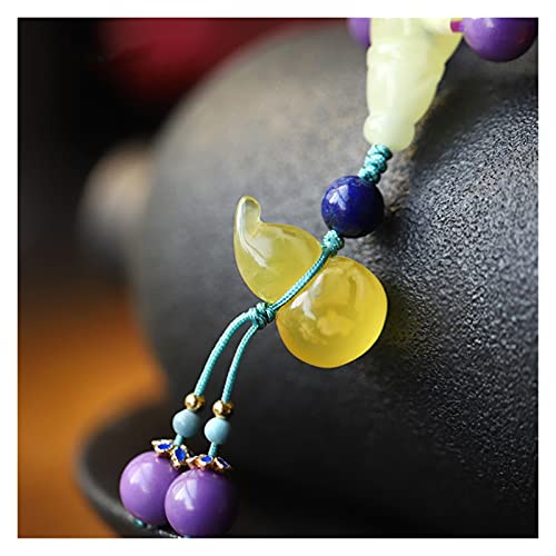 JUSTCHUN Joyas de Pulseras Púrpura Yunmei Bad Beads Dos círculo Femenino Cera joyería Pulsera Simple Moda DAF Pulsera de Las Mujeres Joyería de Chicas (Color : 6mm)