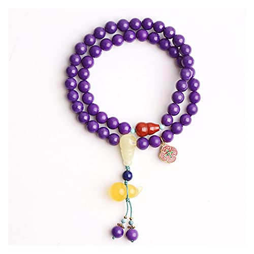 JUSTCHUN Joyas de Pulseras Púrpura Yunmei Bad Beads Dos círculo Femenino Cera joyería Pulsera Simple Moda DAF Pulsera de Las Mujeres Joyería de Chicas (Color : 6mm)