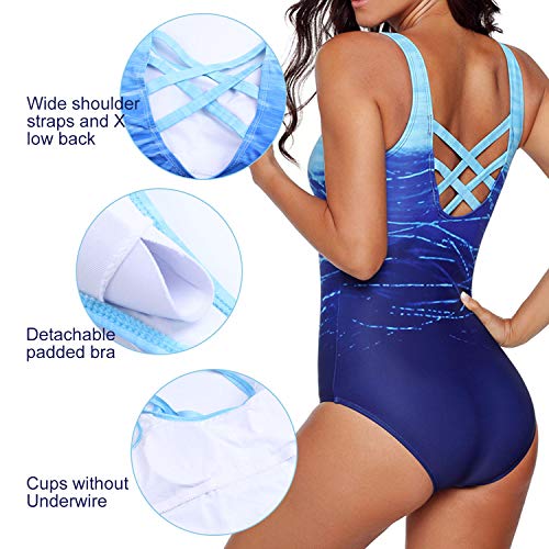 Jywmsc Mujer Traje de una Pieza con Relleno Bañador Push up Ropa de Baño Cintura Alta Tankini