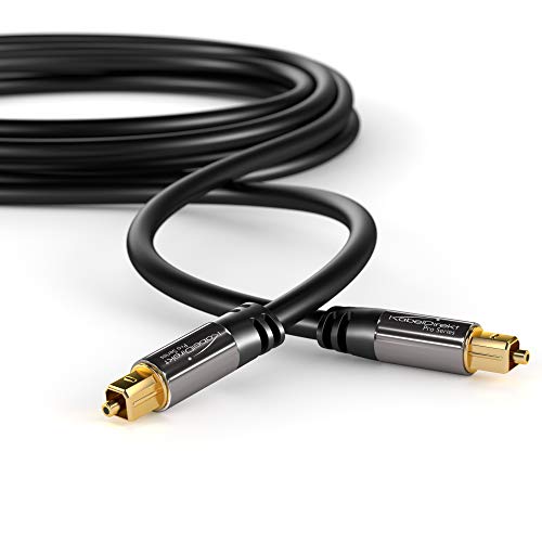 KabelDirekt – 12,5m Cable Óptico TOSLINK Audio (Stereo Dolby Digital Normal, DTS, Conector TOSLINK Macho a Conector TOSLINK Macho, Negro), Pro Series