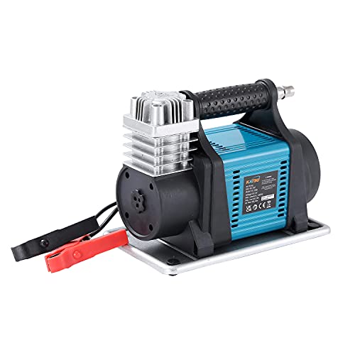 KATSU Inflador Bomba de Neumáticos de Servicio Pesado Compresor de Aire Portátil 12V 23A 150PSI 240W Flujo de Aire 40L/Min + 3M Cable Eléctrico + 3M Manguera de Aire Flexible + 3 Boquillas + Bolsa