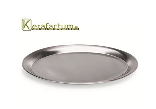 Kerafactum Bandeja ovalada para servir de acero inoxidable, 26,5 cm, mate pulido con borde redondeado, pequeña para servir, apta para lavavajillas