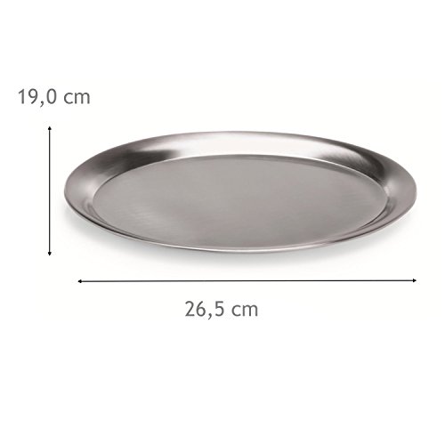 Kerafactum Bandeja ovalada para servir de acero inoxidable, 26,5 cm, mate pulido con borde redondeado, pequeña para servir, apta para lavavajillas