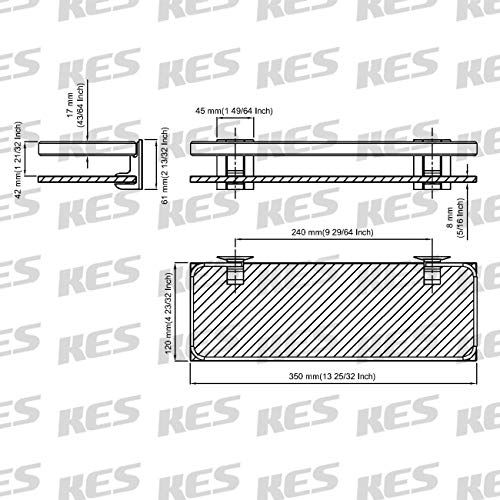 KES Estantería Baño Estanterías Cristal Baño Vidrio Templado 8mm Extra Gruesa Montado en la Pared Rectangular Baldas Baño Negra Aluminio Negro 2 Pieza, A4126A-BK-P2