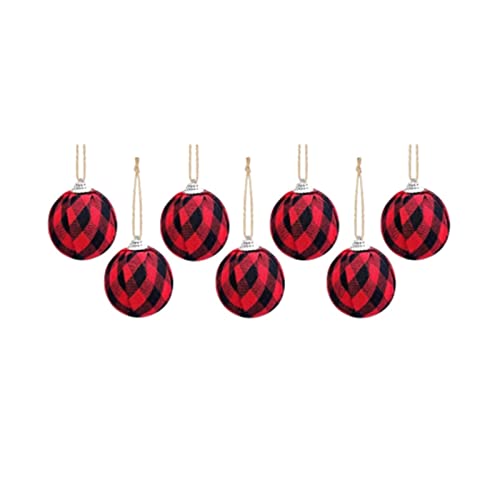 KESHIKUI New Mei 16pcs Buffalo Cheque Bola de Tela Tela de Navidad Bolas envueltas Ornamento Colgando for la decoración del Partido del árbol de Navidad (Color : Red Black)