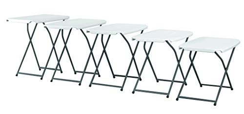 KG KITGARDEN - Mesa Auxiliar Plegable y Ajustable en Altura,75x50x56-73cm, Blanco, Folding