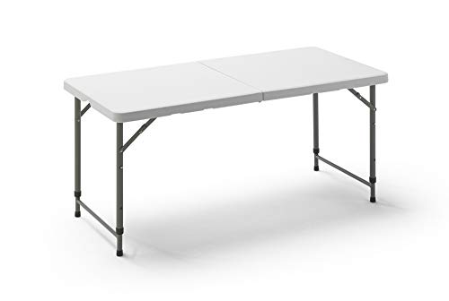 KG KITGARDEN - Mesa Plegable Multifuncional, 122x60x58/74cm, Blanco, Folding 122