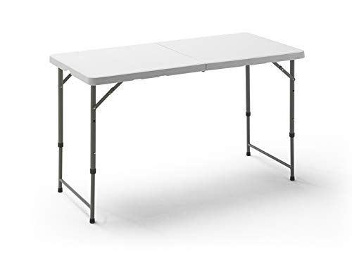 KG KITGARDEN - Mesa Plegable Multifuncional, 122x60x58/74cm, Blanco, Folding 122