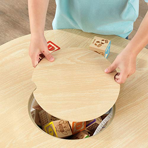 KidKraft 27027 Juego infantil de mesa redonda y 2 sillas de madera, muebles para salas de juego y dormitorio de niños, Natural y blanco