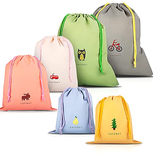 KidsPark 6 Pcs Bolsa de Cuerdas Impermeable, Saco de Deporte Bolsas Cordon de Gimnasio para Playa Viaje Natación Gymsack Infantil Bolsas de Almacenamiento Organización de Cocina