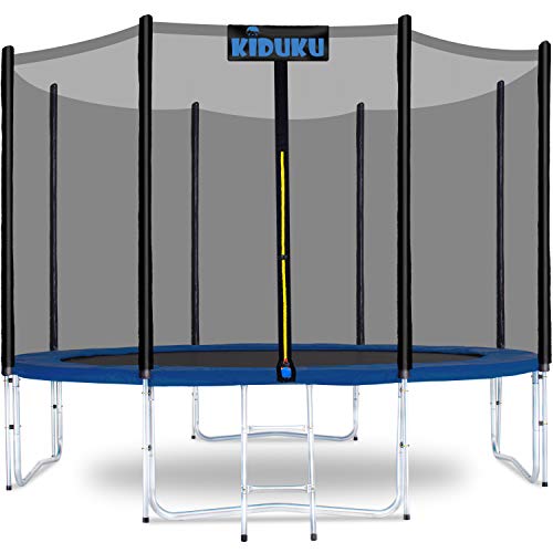 KIDUKU® Cama Elástica de Jardín Ø 305 cm | Set Completo con Red de Seguridad, Escalera, Cobertura, Anclajes y Accesorios | Trampolín Exterior Infantil Niños