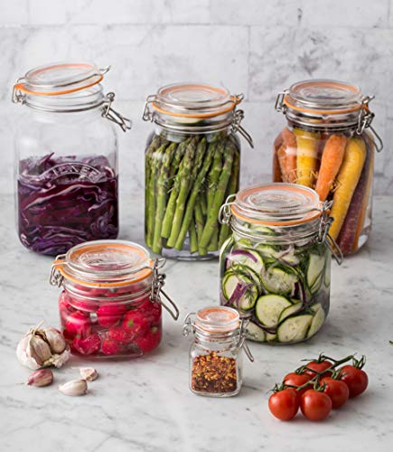 Kilner – Tarro para conservas, mermeladas, con base cuadrada y tapa mecánica de clip - Cierre hermético - Capacidad0,5 litros