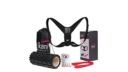 Kit Corrector de Espalda para Hombre y Mujer, Corrector de Postura, Foam Roller - Rodillo Masaje Muscular y Bandas Elasticas Musculacion, FItness, Rulo Pilates, Yoga, Ejercicio en Casa