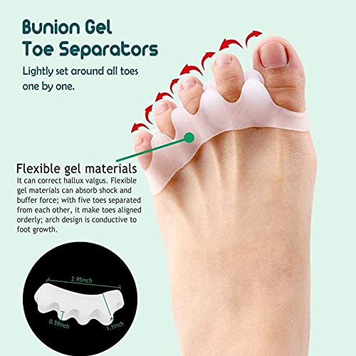 Kit de corrección de dedos, Hallux Valgus, Corrector de Hallux Valgus, Separador de dedos - Separador de dedos de silicona - Hallux Valgus y dedos cosidos - para dolor de juanete (9 piezas)