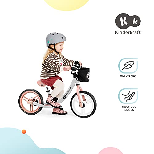 kk Kinderkraft Bicicleta sin Pedales SPACE, Sillín Ajustable, con Freno, Melocotón