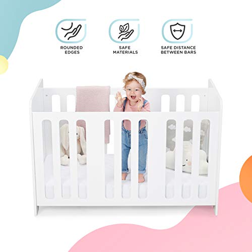 kk Kinderkraft Cuna Bebe STELLO, Fondo de Madera, 3 Niveles de Ajuste, 120 x 60 cm, Blanco