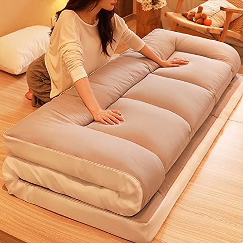 KKCD Colchón Plegable De Futón Japonés Tamaño Queen,Colchón De Tatami Grueso,Colchón De Piso De Tatami para Dormitorio Suave,Tapete De Tatami Enrollable,Almohadilla para Dormir,Gris,Queen(150x200cm)