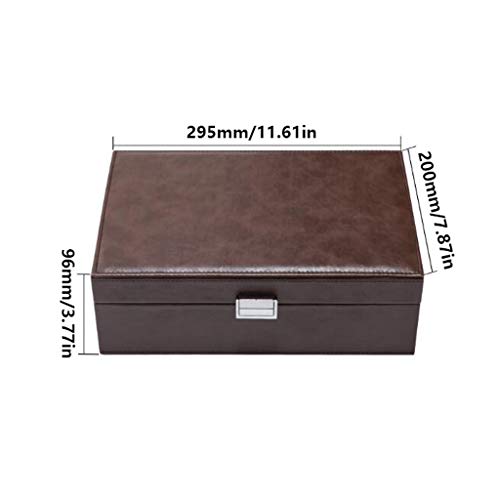 KKNH joyeros Cajas de joyería Doble de Cuero con Cerradura Franela Forro Organizador Caja con Collar Hange Pulsera Cajas de Almacenamiento Elegancia Retro clásica (Color : Brown)