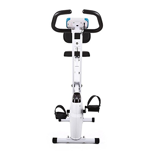 Klarfit Azura - bicicletas estaticas, bicicleta estatica, bici estatica, Ordenador de entrenamiento, Medidor de pulso, 8 niveles de resistencia, Volante de inercia 3 kg, Máx. 100 kg, Respaldo, Blanco