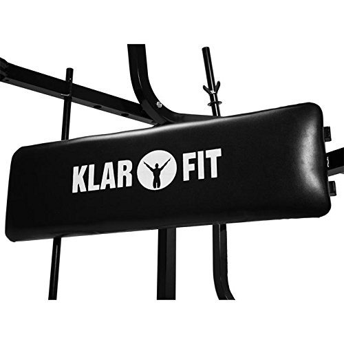 Klarfit Workout Hero Multistation - banco musculación banco abdominales banco de pesas Multipower Curl para Brazo y Pierna con Pesas hasta 160 kg Respaldo Regulable a 3 Niveles Acero, Negro