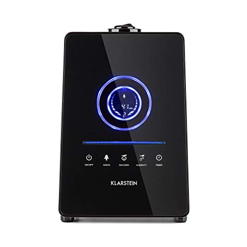 Klarstein Monaco Humidificador - Humectador, Vaporizador, Ionizador, Tecnología ultrasónica, Depósito Agua 6 L, Mando a Distancia, 3 Niveles, Temporizador, Filtro, Negro