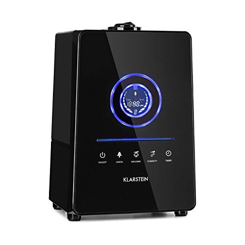 Klarstein Monaco Humidificador - Humectador, Vaporizador, Ionizador, Tecnología ultrasónica, Depósito Agua 6 L, Mando a Distancia, 3 Niveles, Temporizador, Filtro, Negro