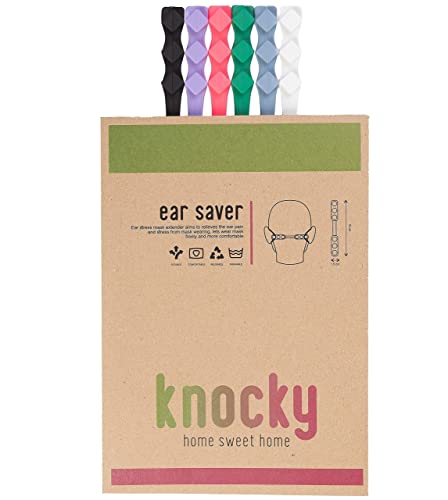 KNOCKY 6 Piezas Salvaorejas de Silicona para Mascarillas - Protector de Orejas y Enganches Soportes para Mascarillas - Sujeta Mascarillas con Adaptador Ajustable de 3 Ganchos