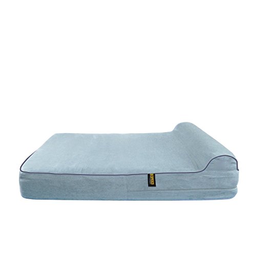 KOPEKS Cama Mediana para Perros y Gatos Pequeños a Medianos Mascotas Colchón con Memoria Viscoelástica Ortopédico 63 x 50 x 10 cm más la Almohada - S - M - Gris