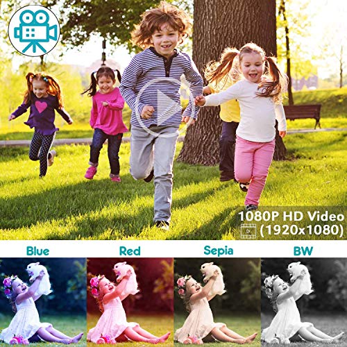 Kriogor Cámara Impermeable para Niños, Cámara Digital y Videocámara con HD 1080/8 Megapíxeles, LCD de 2 Pulgadas,Tarjeta TF Incluida 32GB