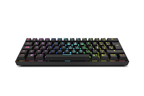 Krom KLUSTER - NXKROMKLSTRSP - Teclado Gaming mecánico RGB, Bluetooth 5.0 y USB, diseño en formato 60%, compatible Windows, Android, IOS y MAC, color negro