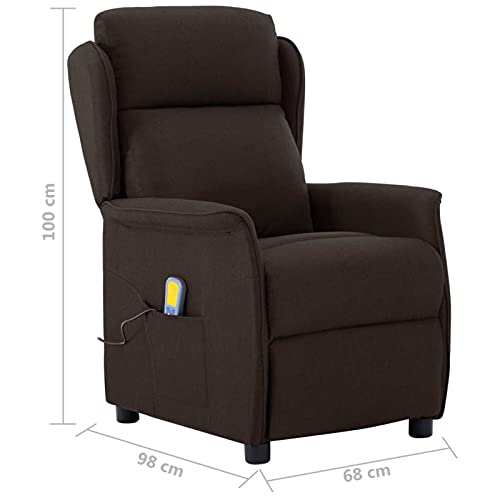 Ksodgun Sillón reclinable de Masaje Sillón de Masaje Relax Sillón Reclinable Butaca Sillón Tela Marrón Oscuro