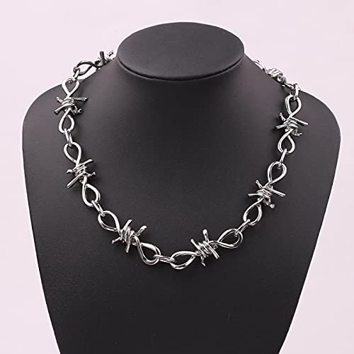 KTZM Hecho a Mano Hombres Mujeres Unisex Cadena Espinas espolón Collar Resistente candado Gargantilla Collar de Metal