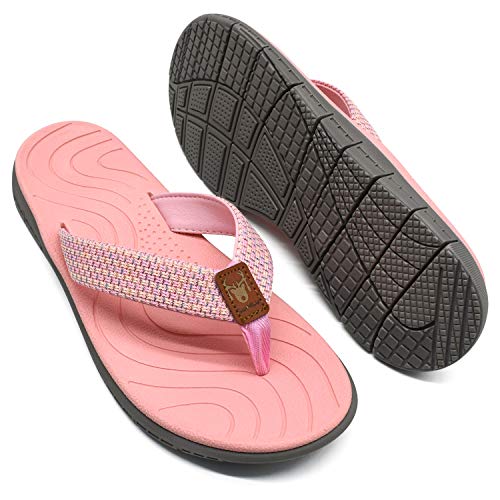 KuaiLu Chanclas Mujer Verano Playa Piscina Comodas Piel Sandalias Planas Caminar Ortopedicas Zapatos