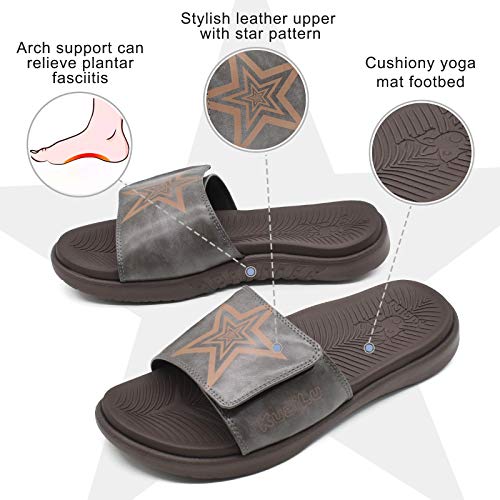 KUAILU Hombre Sandalias de Playa de Punta Descubierta Slide Deportivo Ajustable Zapatillas de Verano Ortopedicas Marrón talla 46