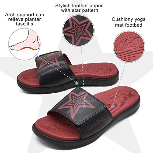 KUAILU Hombre Sandalias de Playa de Punta Descubierta Slide Deportivo Ajustable Zapatillas de Verano Ortopedicas Negro talla 45