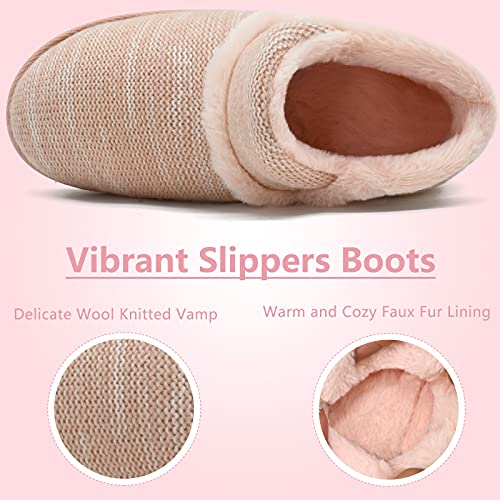 KuaiLu Zapatillas Casa Bota Mujer Invierno Cerradas Peluche Piel Babuchas Comoda Caliente Peludas Slippers Ortopedicas Memory Foam Pantuflas Botines Antideslizante Goma Suela Rosa 38