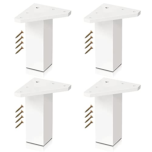 Kukicu Patas para Muebles Blancas - Juego de 4 Patas, Tornillos Incluidos - Color Blanco Roto - Patas de Plástico DIY para Mesas, Mesillas, Mueble Baño, Gabinete, Estanterías (10 cm)