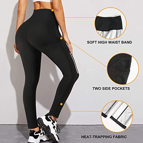 KUMAYES Pantalones Sauna Mujer Leggins Reductores Adelgazantes Mallas Fitness Push Up Pantalón de Sudoración Leggins Anticeluliticos Cintura Alta para Deporte