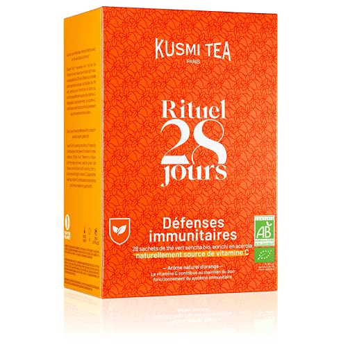 Kusmi Tea - Ritual Sistema Inmune bio - Té Verde Bio enriquecido con vitamina C, acerola y naranja - Tratamiento de 28 días en bolsitas