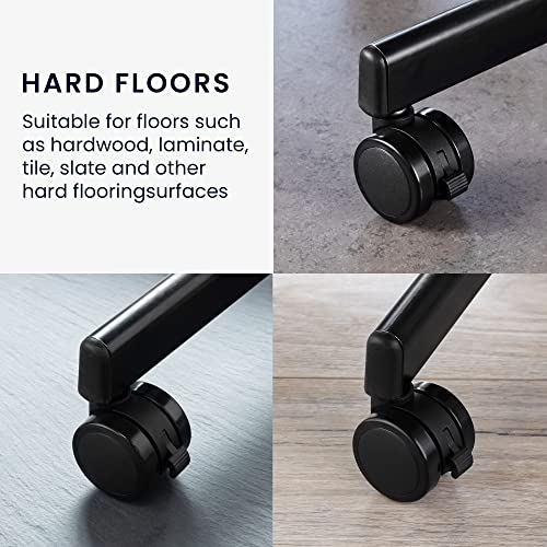 kwmobile Ruedas para Silla de Oficina de 10 MM - 5X Rueda con Freno de Ø 50 MM de - Ruedas giratorias de Repuesto con Palanca para frenar - En Negro