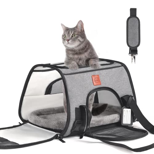 KYG Transportadora para Gato Perro Pequeño Portador de Viaje para Mascotas Bolsa Plegable de Transporte en Tren, Auto, Avión